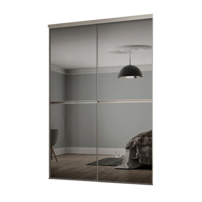 Spacepro Minimalist Mirror Mirrored 2 Door Sliding Wardrobe Door Kit (H)2220mm (W)1808mm from B&Q