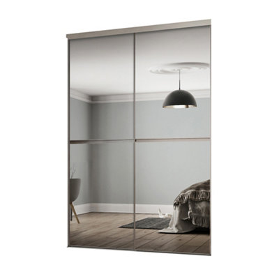 Spacepro Minimalist Mirror Mirrored 2 Door Sliding Wardrobe Door Kit (H)2220mm (W)1808mm from B&Q
