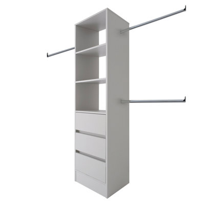 Spacepro Modular Cashmere 3 Drawer Tower Unit (H)2100mm (W)600mm (D)500mm from B&Q