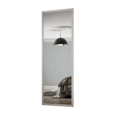 Spacepro 1 Panel Mirrored Dove Grey Framed Sliding Wardrobe Door (H)2220mm (W)914mm from B&Q