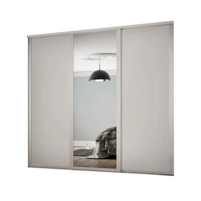Spacepro Classic Shaker Mirrored Gloss Dove Grey 3 Door Sliding Wardrobe Door Kit (H)2220mm (W)1680mm from B&Q