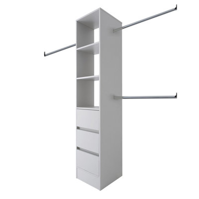 Spacepro Modular Dove Grey 3 Drawer Tower Unit (H)2100mm (W)450mm (D)500mm from B&Q