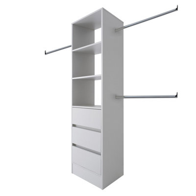 Spacepro Modular Dove Grey 3 Drawer Tower Unit (H)2100mm (W)600mm (D)500mm from B&Q