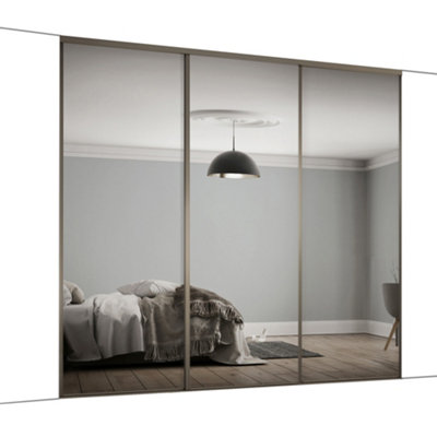 Spacepro Classic Panelled Mirrored Gloss Nickel 3 Door Sliding Wardrobe Door Kit (H)2220mm (W)2672mm from B&Q