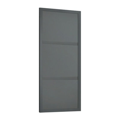 Spacepro Shaker 3 Panel Matt Graphite Sliding Wardrobe Door (H)2220mm (W)914mm from B&Q