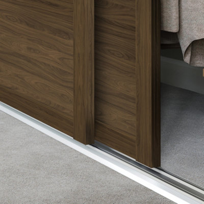 Spacepro Shaker 3 Panel Matt Carini Walnut Effect Sliding Wardrobe Door (H)2220mm (W)610mm from B&Q