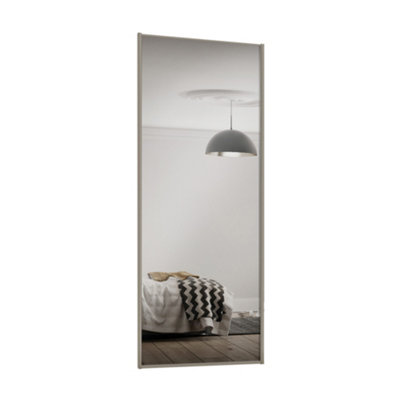 Spacepro Classic 1 Panel Mirrored Pebble Framed Sliding Wardrobe Door (H)2220mm (W)914mm from B&Q