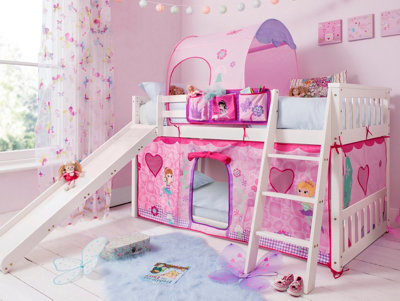 Nöa & Nani Noa & Nani Kids Solid Wood Cabin Bed Low With Bunk Underbed Slide & Fairies Package In Classic White Tuva from B&Q
