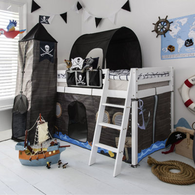 Nöa & Nani Noa & Nani Cabin Kids Solid Wood Midsleeper Bed With Pirate Hideaway Package In Classic White Moro from B&Q