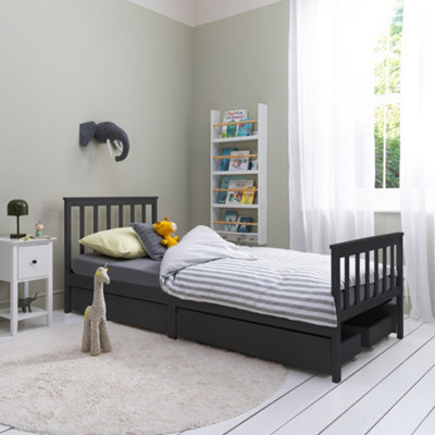 Nöa & Nani Noa & Nani Single Bed 3Ft Frame With 4 Pull Out Storage Drawers In Anthracite Otis