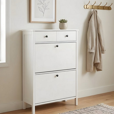 Nöa & Nani Noa & Nani Kira White Shoe Storage CabinetSlim Wooden Shoe Rack For Hallway & EntrywaySpace-Saving Organiser Unit from B&Q