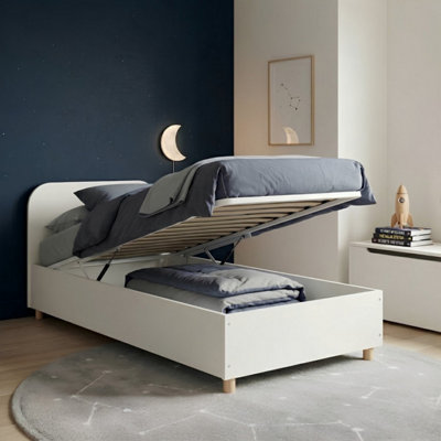 Nöa & Nani Noa & Nani Single Gas Lift Ottoman Bed With Storage In White Agnes