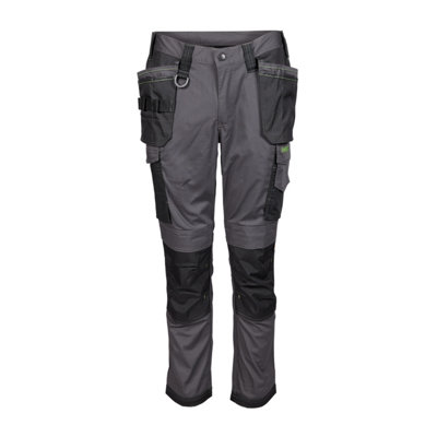 B&Q -  Sudbury Grey & Black Men's Holster Pocket TrousersW32" L31"