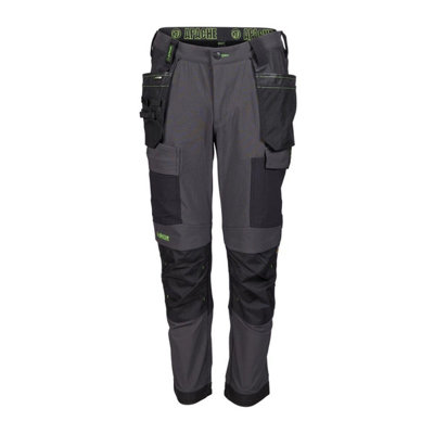 Apache Calgary Grey/black Stretch Holster Pocket Cargo Durable Work Trousers from B&Q