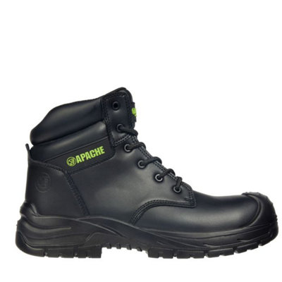 Apache Edmonton Recycled Leather Safety Boot Black S7 Rated from B&Q