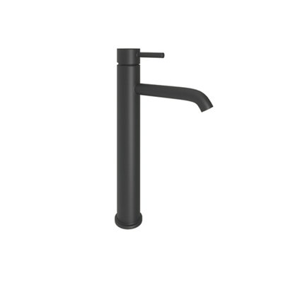 Aquadry Oria Tall Matt Black Round Sink Or Worktop Tap from B&Q