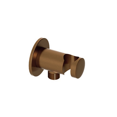 Aquadry Oria Brushed Bronze Effect Wall Outlet & Holder from B&Q