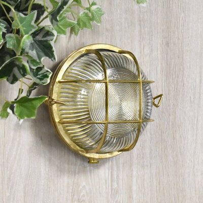 Portwest Westport Coastal Mate Outdoor Flush Wall Light Brass from B&Q