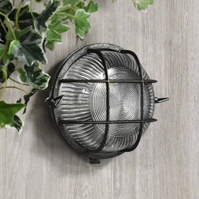 Portwest Westport Coastal Beacon Outdoor Flush Wall Light Pewter from B&Q