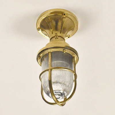 Portwest Westport Coastal Bell Outdoor Semi-Flush Ceiling Light Brass from B&Q