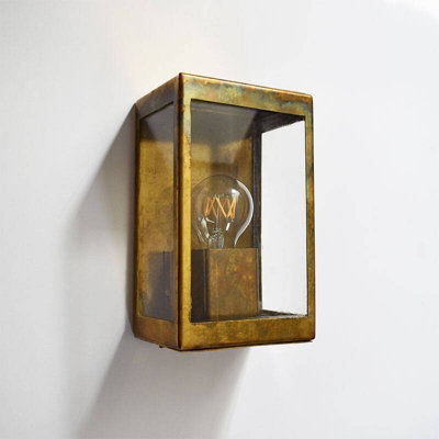 Portwest Westport Coastal Cabin Half Lantern Outdoor Wall Light Brass from B&Q
