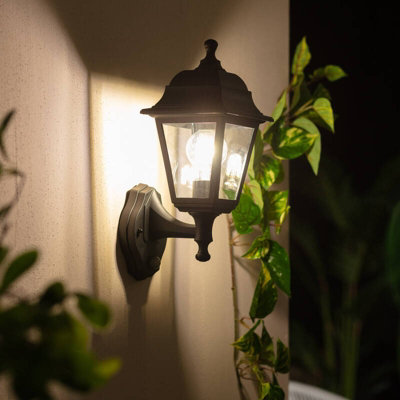 Edit Coastal Sennen Outdoor Lantern Wall Light With Pir Sensor Black from B&Q