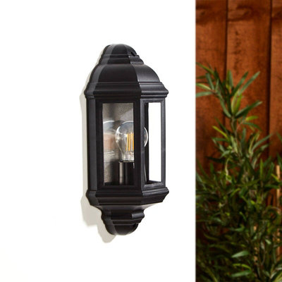 Edit Coastal Newquay Half Lantern Outdoor Wall Light Black from B&Q