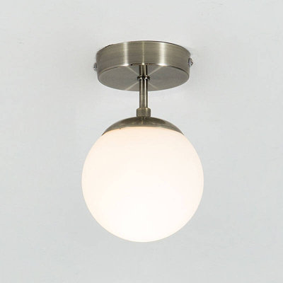 Edit Evie Semi-Flush Glass Ceiling Light White from B&Q