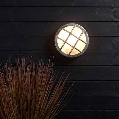 Edit Coastal Fjord Round Outdoor Flush Wall Light Galvanised Steel from B&Q
