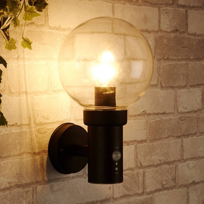 Edit Optic Outdoor Wall Light With Pir Sensor Black from B&Q