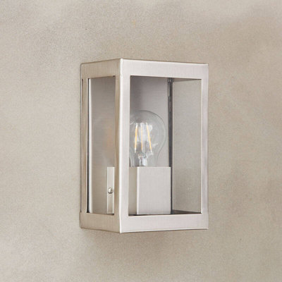 Portwest Westport Coastal Cabin Half Lantern Outdoor Wall Light Matt Nickel from B&Q