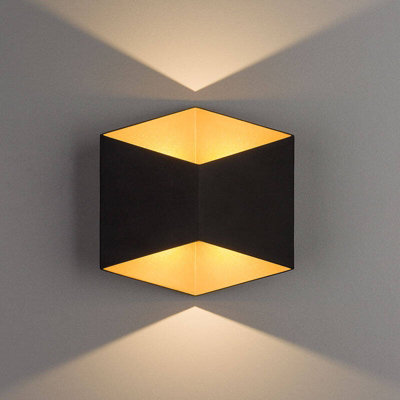 Edit Stark Ip54 Led Up & Down Wall Light Black / Gold from B&Q