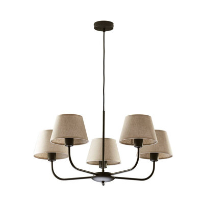 Edit Cottage 5 Arm Ceiling Pendant Light Black from B&Q