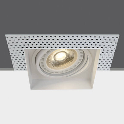 Selected By Us Cosmic Square Ar111 Gu10 Trimless Recessed Fixed Downlight White from B&Q
