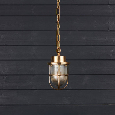Portwest Westport Coastal Bell Outdoor Pendant Porch Lantern Brass from B&Q
