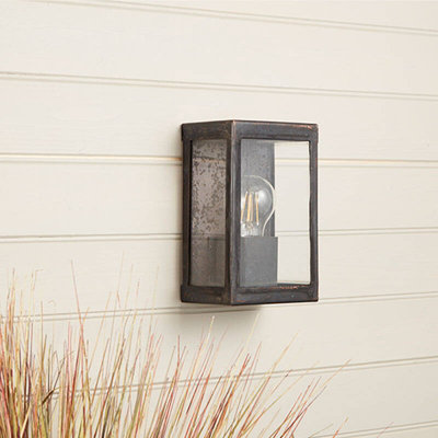 Portwest Westport Coastal Cabin Half Lantern Outdoor Wall Light Oxidised Black from B&Q