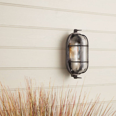 Portwest Westport Coastal Port Outdoor Flush Wall Light Black from B&Q