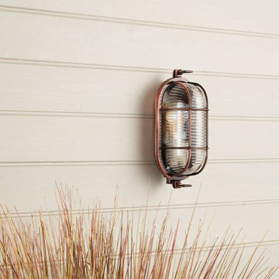 Portwest Westport Coastal Port Outdoor Flush Wall Light Copper from B&Q