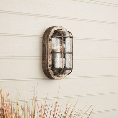 Portwest Westport Coastal Ship Outdoor Oval Flush Wall Light Pewter from B&Q