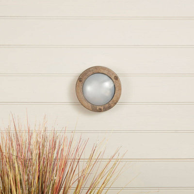 Portwest Westport Coastal Porthole Outdoor Flush Wall Light Pewter from B&Q