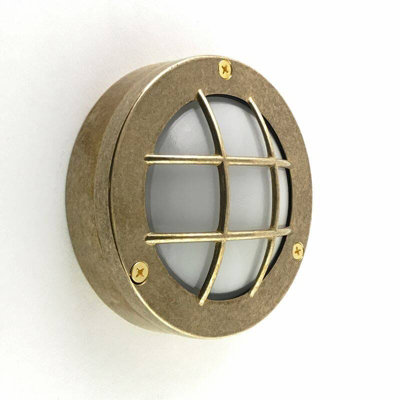 Portwest Westport Coastal Hull Outdoor Flush Wall Light Brass from B&Q