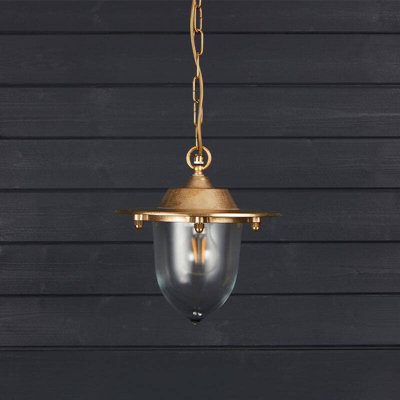 Portwest Westport Coastal Nautical Outdoor Pendant Porch Lantern Brass from B&Q