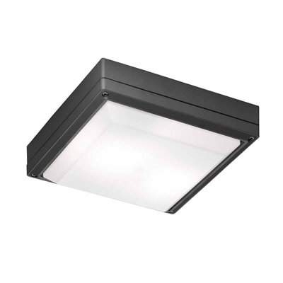 Edit Leros Square Outdoor Flush Ceiling Light Dark Anthracite from B&Q