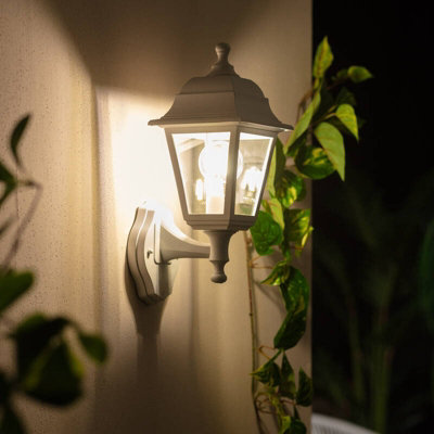 Edit Coastal Sennen Outdoor Lantern Wall Light With Pir Sensor White from B&Q