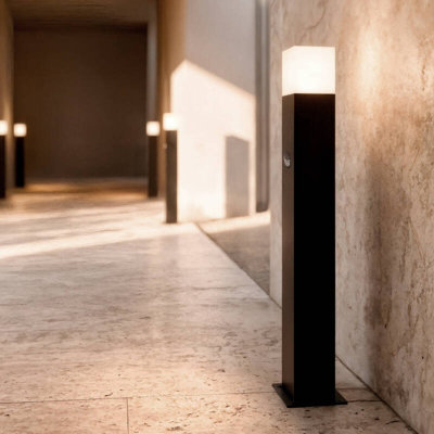 Edit Augusta 740 Outdoor Bollard Light With Pir Sensor Black from B&Q