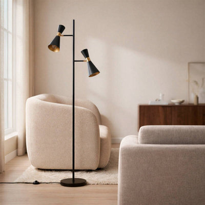 Edit Jigger 2 Light Floor Lamp Black / Gold from B&Q