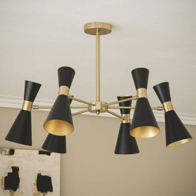 Edit Jigger 6 Light Multi Arm Semi Flush Ceiling Light Black from B&Q