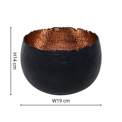 Ivyline Hammered Bowl Black/copper 19Cm from B&Q