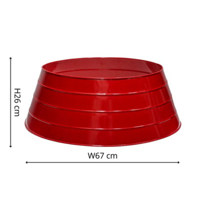 B&Q -  Metal Christmas Tree Skirt Red  H26Cm W67Cm
