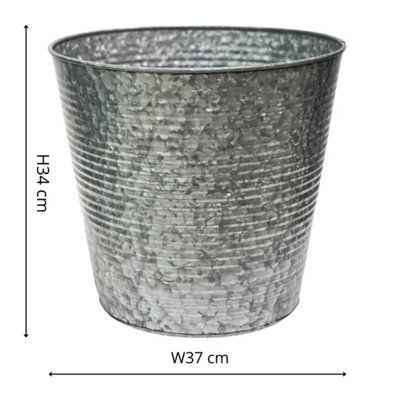 Ivyline Ribbed Galvanised Planter D37Cm from B&Q